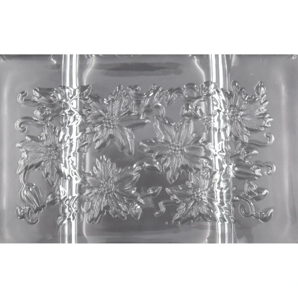Vintage Relish Dish Unisex OS Clear Excellent Poinsettia Divided Glass Tray